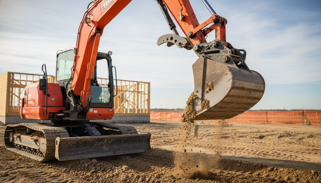 Engin en plein travaux de terrasement